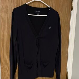 Chase bank Lands end Navy blue cardigan with pockets. Xl